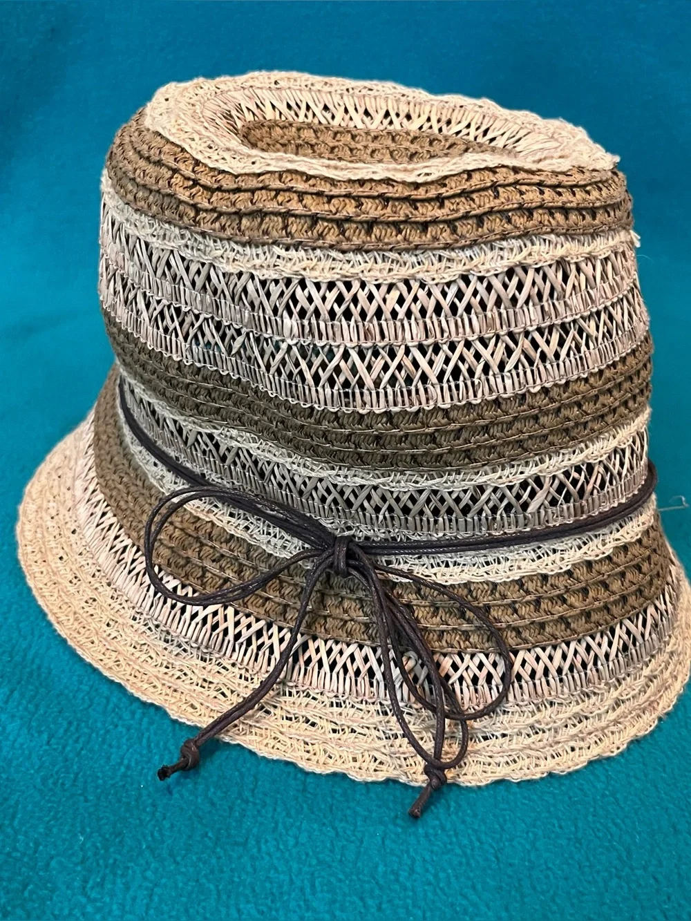 Target Two-Tone Woven Bucket Hat in Brown & Cream